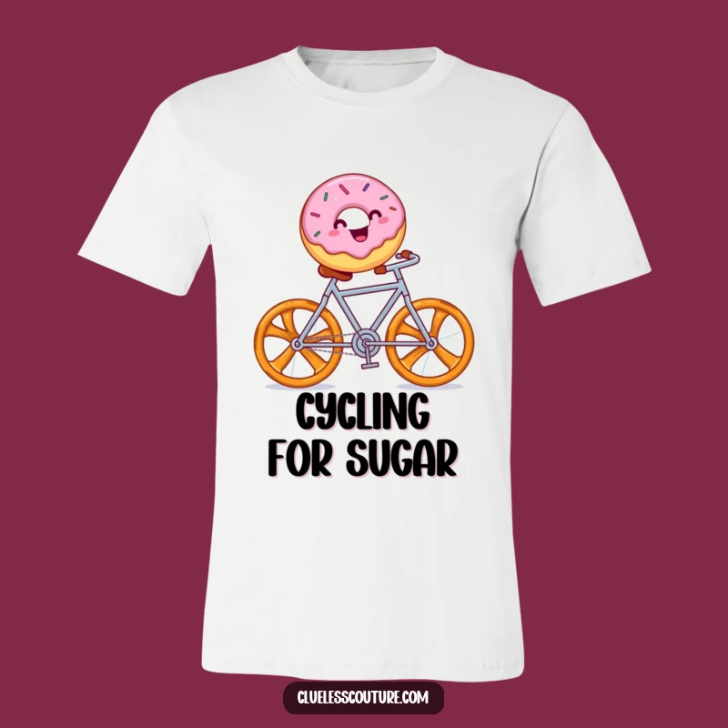 Funny Donut Bicycle T-Shirt: Whimsical Sprinkles Delight Humor Gift Tee!