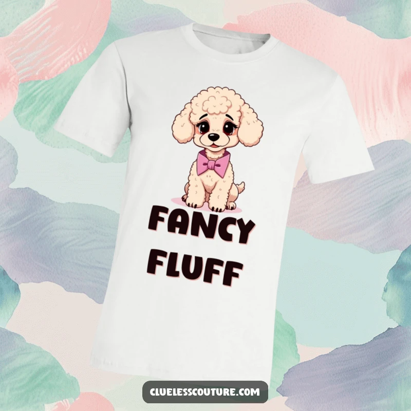 Funny T-Shirt: A confused poodle trying to tie a cravat, showcasing dapper doggy dilemmas and humor.