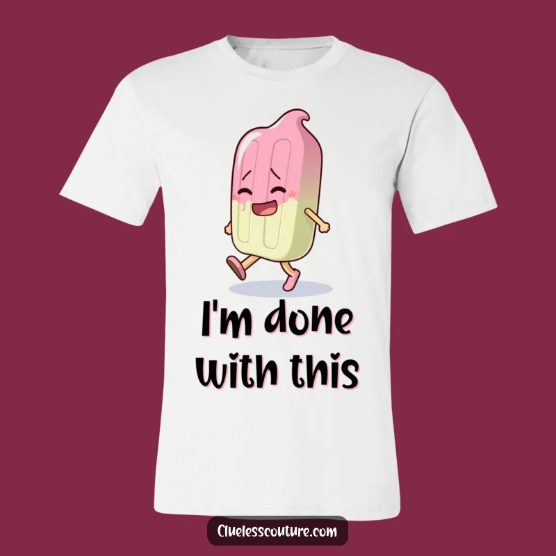 Funny Melting Popsicle T-Shirt - Clumsy Character Walking Tee Gift