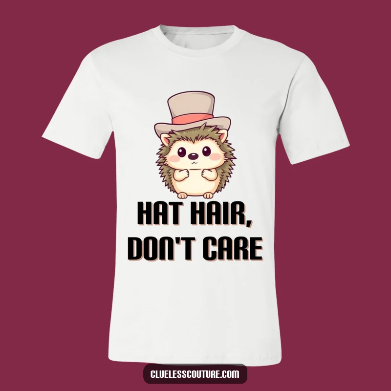 Funny Shy Hedgehog Top Hat T-Shirt - Charming & Humorous Animal Tee