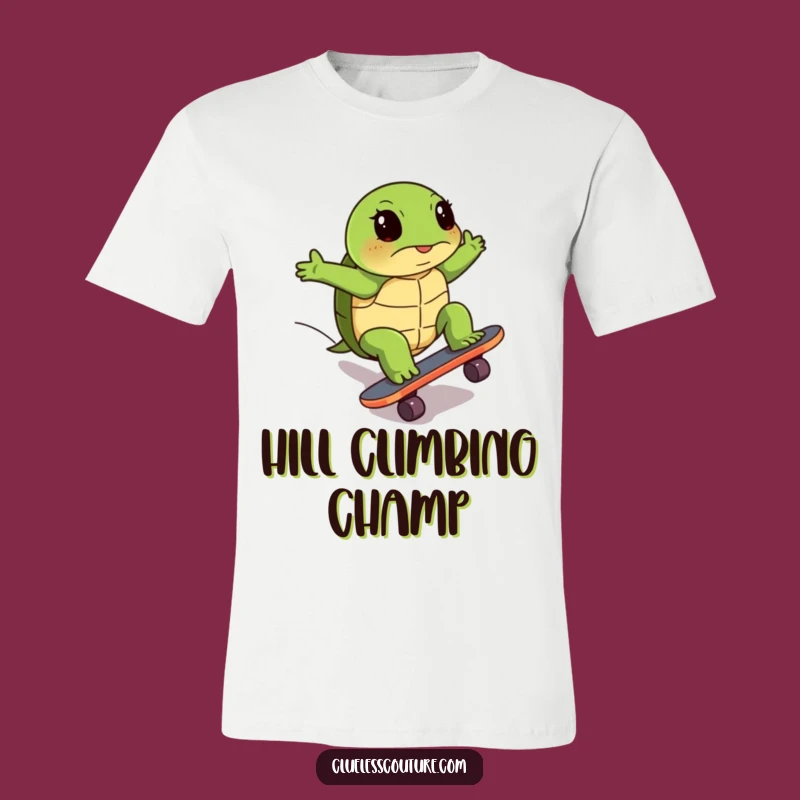 Funny Turtle Skateboard Uphill T-Shirt: Hilarious Determined Effort Tee