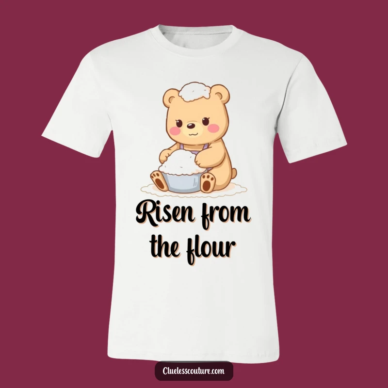 Funny Floury Bear T-Shirt - Hilarious Baker's Mishap Graphic Tee Gift