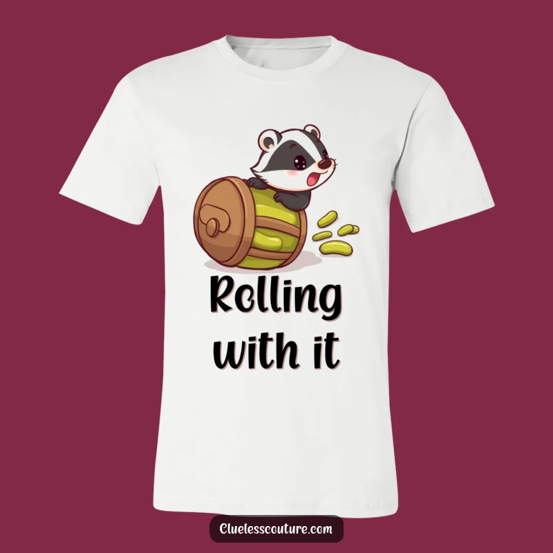 Funny Pickle Badger T-Shirt: Startled Roller in Barrel - Hilarious Gift!