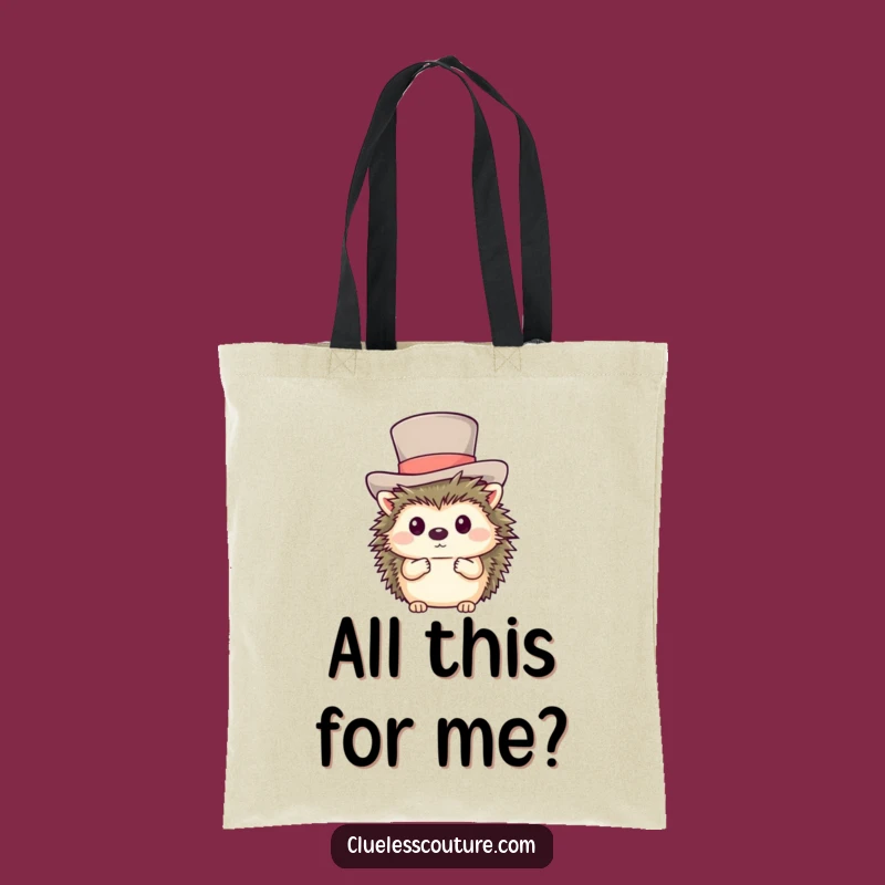 Funny Shy Hedgehog Top Hat Tote Bag - Charming & Humorous Carry-All