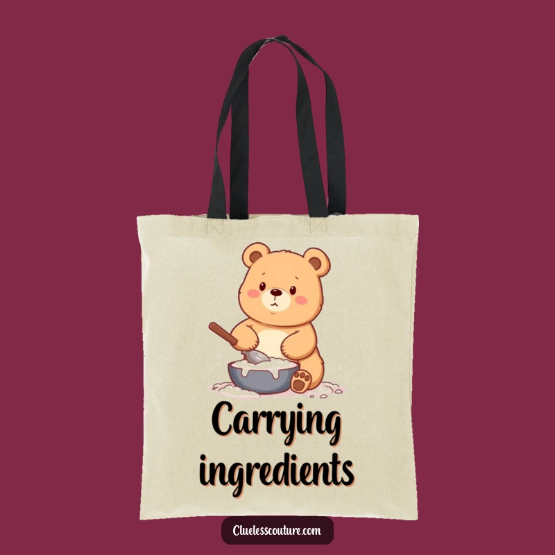 Funny Baking Bear Flour Tote Bag: Carry Your Baking Supplies & Laughs