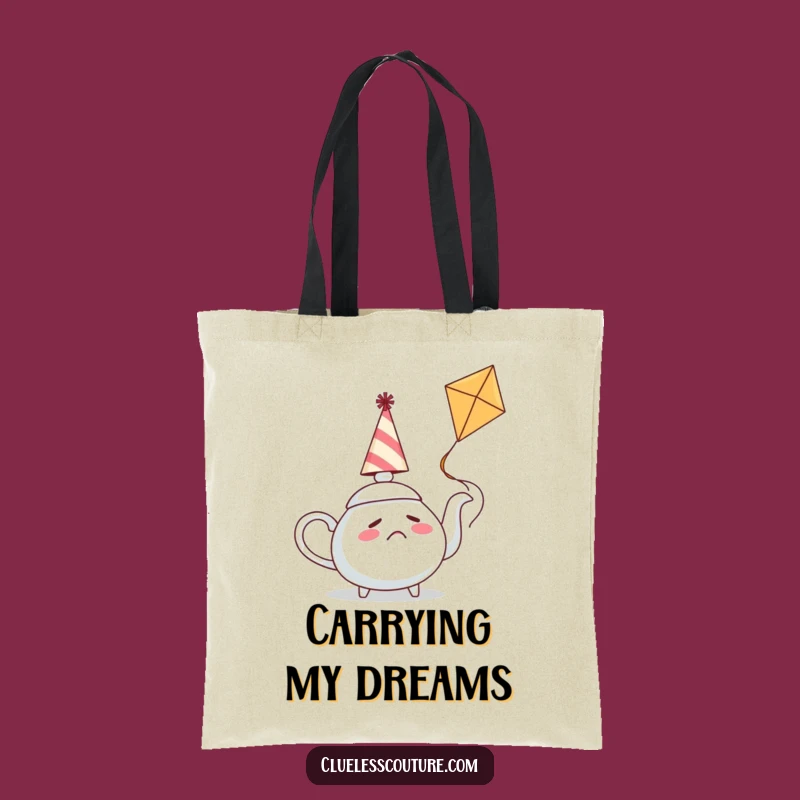 Funny Confused Teapot Kite Flying Tote Bag, Chic Humorous Accessory