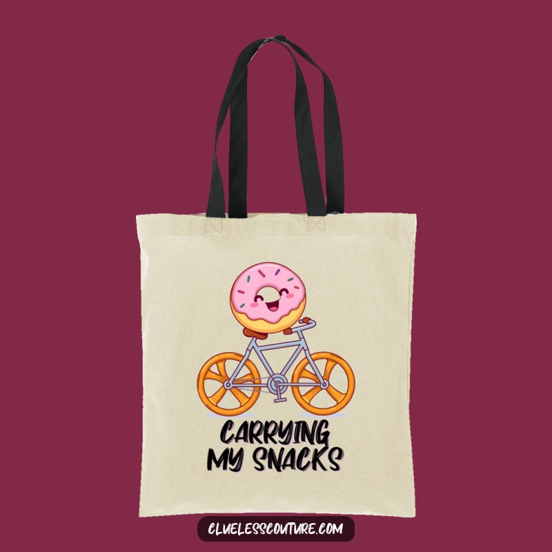 Funny Donut Bicycle Tote Bag: Whimsical Sprinkles Delight Humor Carry-all!