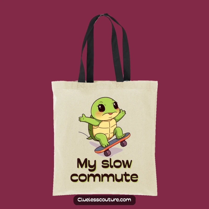 Funny Turtle Skateboard Tote Bag: Carry Your Determination with Laughs