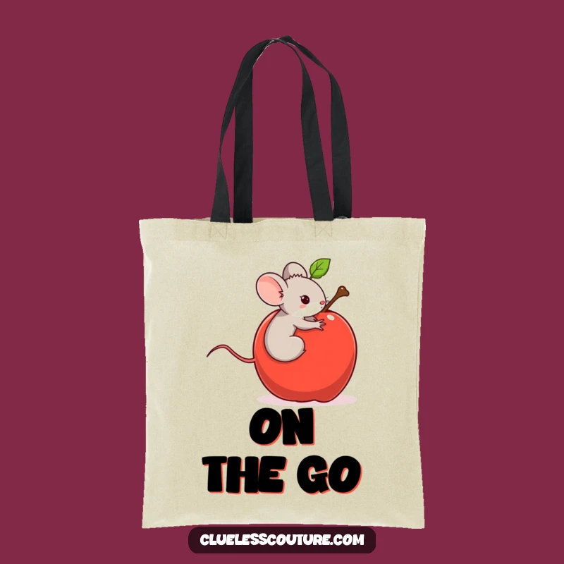 Funny Mouse Apple Ride Tote Bag - Carry Your Whimsy, Hilarious Gift
